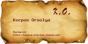 Korpos Orsolya névjegykártya